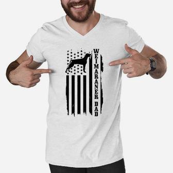 Weimaraner Dad Us Flag Vintage Patriotic Weimaraner Dog Men V-Neck Tshirt | Crazezy AU