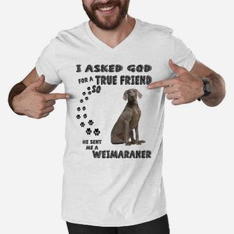 Weimaraner Quote Mom Weim Dad Costume, Cute Grey Hunting Dog Men V-Neck Tshirt | Crazezy