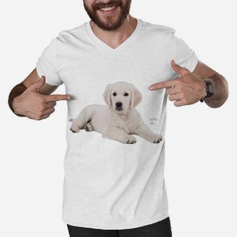 White Labrador Retriever Shirt Yellow Love Lab Mom Dog Dad Men V-Neck Tshirt | Crazezy DE