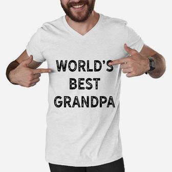 Worlds Best Grandpa Men V-Neck Tshirt | Crazezy DE