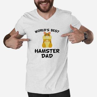 Worlds Best Hamster Dad Hamster Owner Men V-Neck Tshirt | Crazezy AU