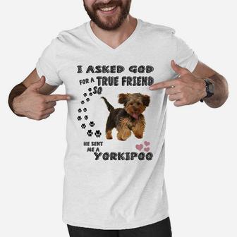 Yorkipoo Dog Quote Mom Yorkiepoo Dad Art, Cute Yorkie Poodle Men V-Neck Tshirt | Crazezy DE