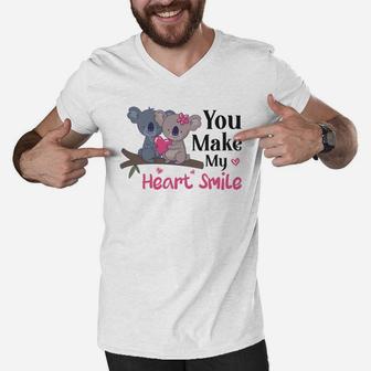 You Make My Heart Smile Gift For Valentine Happy Valentines Day Men V-Neck Tshirt - Seseable