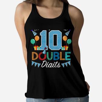 10 Year Old Gifts This Boy Is Now Double Digits Birthday Boy Women Flowy Tank | Crazezy DE