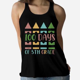 100 Days Of 5Th Grade School Kids Happy 100 Days Of School Women Flowy Tank | Crazezy