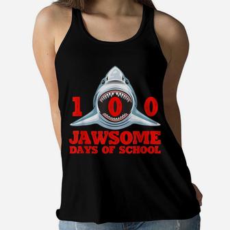 100 Jawsome Days Of School Project Shark Teacher Boy Girl Women Flowy Tank | Crazezy