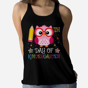 100Th Day Of Kindergarten Owl Lover Gift Kids Girls Leopard Women Flowy Tank | Crazezy
