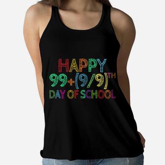 100Th Day Of School Math Teacher Boy Girl 100 Days Of School Sweatshirt Women Flowy Tank | Crazezy