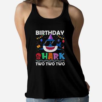 2Nd Birthday Boy Shark Matching Party Gifts For Kids Women Flowy Tank | Crazezy AU