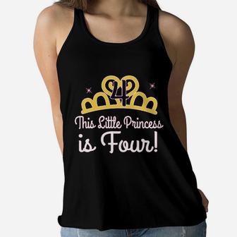 4Th Birthday Princess Girls Crown Women Flowy Tank | Crazezy