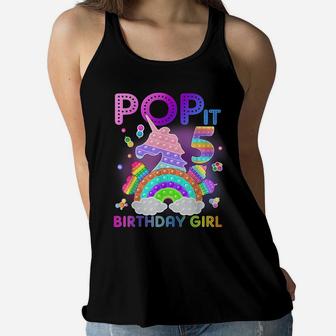 5Th Birthday Unicorn Fidget Pop It Birthday Girl 5 Year Old Women Flowy Tank | Crazezy AU