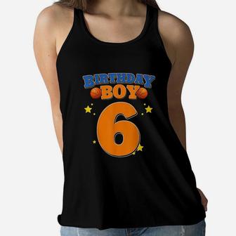 6Th Birthday Boy Basketball 6 Years Old Women Flowy Tank | Crazezy