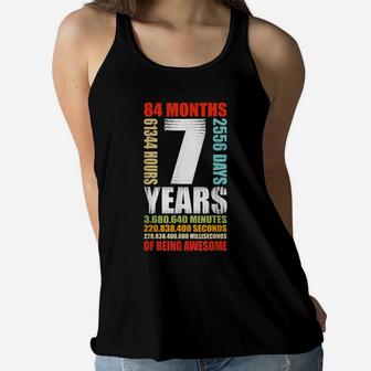 7Th Birthday 7 Year Old Boys Girls Kids Party Being Awesome Women Flowy Tank | Crazezy