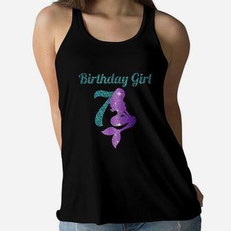 7Th Birthday Girl Of Mermaid Women Flowy Tank | Crazezy