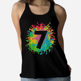 7Th Birthday Paint Splashes T-Shirt For Kids, Girls, Boys Women Flowy Tank | Crazezy UK