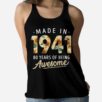 80 Years Old Girl Gifts 80Th Birthday Made Born 1941 Women Women Flowy Tank | Crazezy