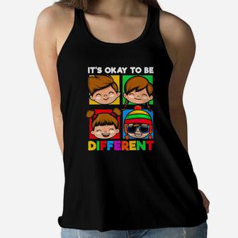 Autism Its Okay To Be Different Cute Kids Women Flowy Tank - Monsterry