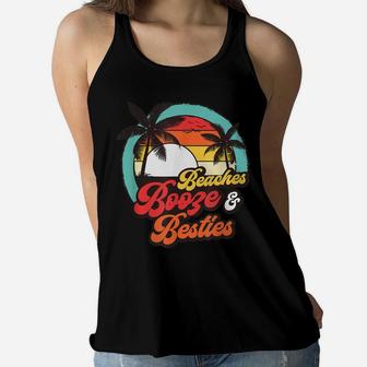 Beaches Booze Besties Summer Best Friend Girls Trip Women Flowy Tank | Crazezy
