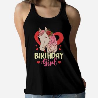 Birthday Girl Horse Party Gift Family Women Flowy Tank | Crazezy UK