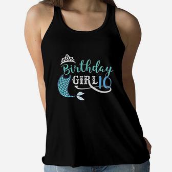 Birthday Girl Mermaid Princess 10 Year Old Women Flowy Tank | Crazezy