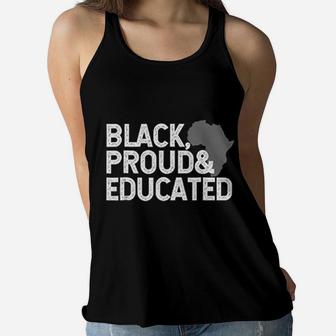 Black Proud Educated Black History Month Women Flowy Tank - Seseable