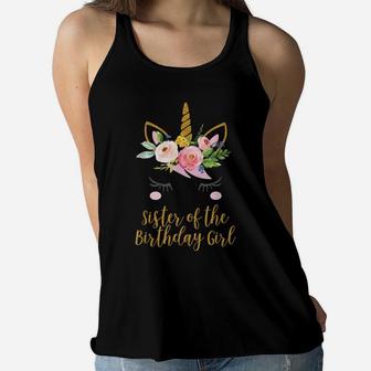 Boho Sister Of The Birthday Girl Unicorn Sister Shirt Women Flowy Tank | Crazezy