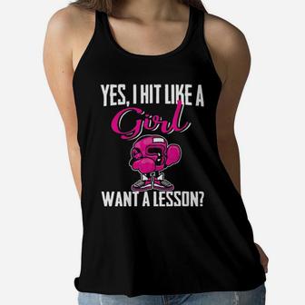 Boxing I Hit Like A Girl Want A Lesson Women Flowy Tank - Monsterry UK