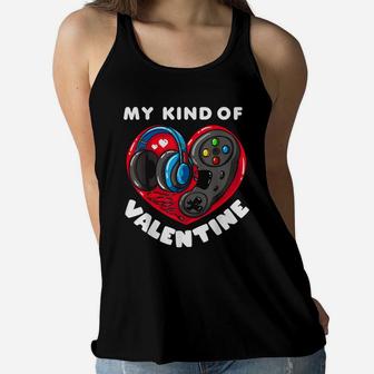 Boys Valentines Day Gamer Gift My Kind Of Valentine Women Flowy Tank - Seseable
