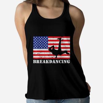 Breakdancing USA American Flag Hobby Gift Women Flowy Tank - Seseable