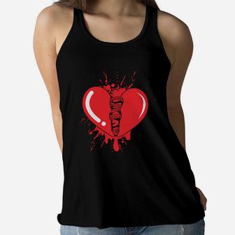 Broken Heart Gift For Valentines Day Happy Valentines Day Women Flowy Tank - Seseable