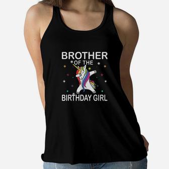 Brother Of The Birthday Girl Unicorn Dabbing Party Women Flowy Tank | Crazezy