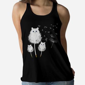 Cat Dandelion Amazing Flower Cat Lover Design Women Girls Women Flowy Tank | Crazezy CA