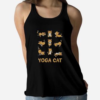 Cat Yoga Gifts Cat Yoga Pose Meditation Men Women Kids Women Flowy Tank | Crazezy UK