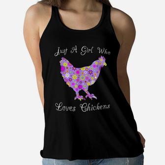 Chicken Farm Animal Lover - Just A Girl Who Loves Chickens Women Flowy Tank | Crazezy AU
