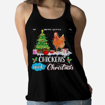 Chicken Santa Christmas Pajamas Funny Xmas Just A Girl Loves Sweatshirt Women Flowy Tank | Crazezy CA