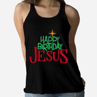 Christian Christmas Happy Birthday Jesus Women Men Kids Gift Women Flowy Tank | Crazezy UK