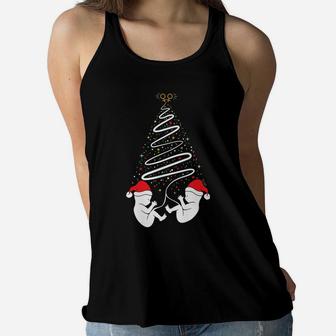 Christmas Pregnancy Shirt Expecting Twin Girls Xmas Tree Women Flowy Tank | Crazezy