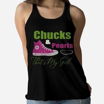 Chucks And Pearls That Is My Girl Women Flowy Tank - Monsterry