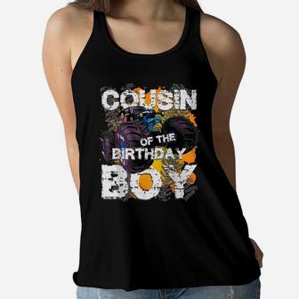 Cousin Of The Birthday Boy Monster Truck Matching Family Women Flowy Tank | Crazezy