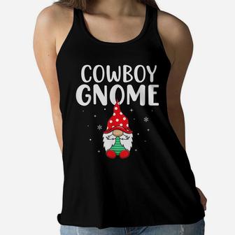 Cowboy Gnome Funny Christmas Matching Family Pajama Women Flowy Tank | Crazezy
