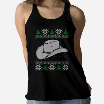 Cowman Xmas Gift Cowboy And Cowgirl Hat Lover Ugly Christmas Sweatshirt Women Flowy Tank | Crazezy DE