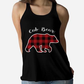 Cub Bear | Kids Red Plaid Christmas Pajama Family Gift Women Flowy Tank | Crazezy DE