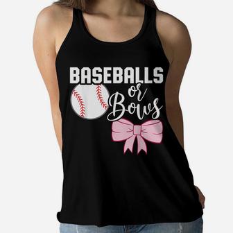 Cute Baseballs Or Bows Gender Reveal - Team Boy Or Team Girl Women Flowy Tank | Crazezy
