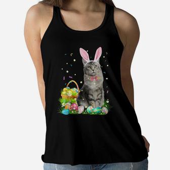 Cute Cat Easter Day Bunny Eggs Costume Gift Mens Womens Kids Women Flowy Tank | Crazezy CA