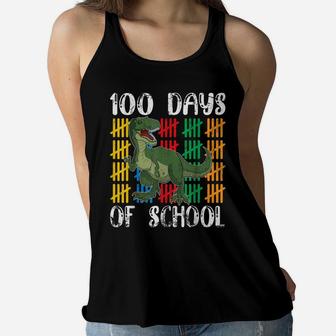 Cute Dinosaur Student Boys Kids Gift 100 Days Of School Women Flowy Tank | Crazezy