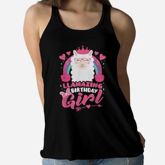 Cute Llamazing Birthday Girl Llama Alpaca Bday Party Gift Women Flowy Tank | Crazezy DE