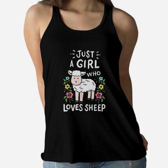 Cute Sheep Just A Girl Who Loves Sheep Women Flowy Tank | Crazezy AU