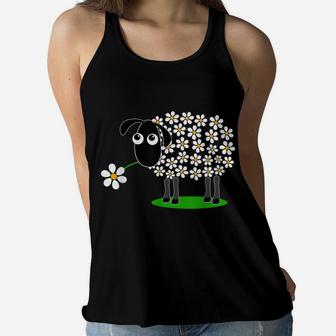 Cute Sheep With Flower Wool Gift For Girls Women Tee Women Flowy Tank | Crazezy CA