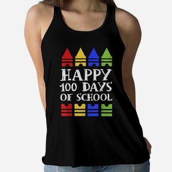 Cute Teacher Gift Idea 100Th Day Kids 100 Days Of School Women Flowy Tank | Crazezy