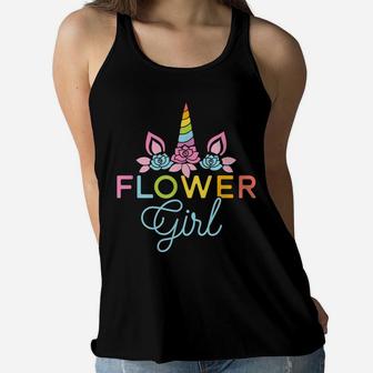 Cute Wedding Flower Girl Unicorn Bridesmaid Gift Shirts Women Flowy Tank | Crazezy